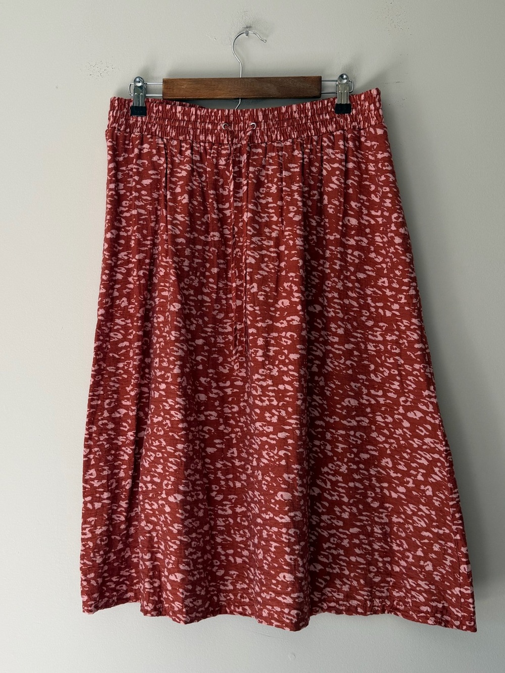 Simply Vera Vera Wang Rust Red Animal Printed A-Line Drawstring Midi Skirt